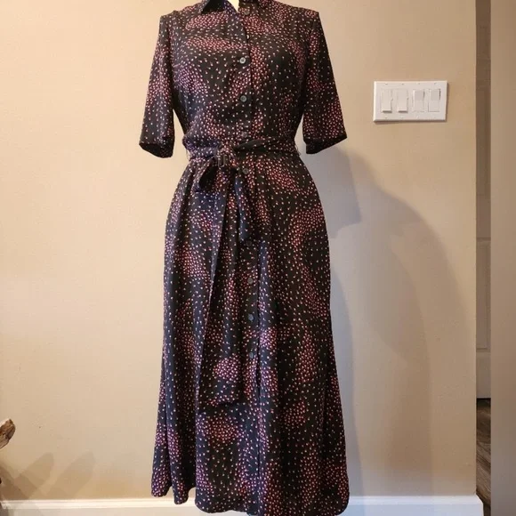 Kate spade 8 meadow smocked midi dress shirt dress - Picture 5 of 8